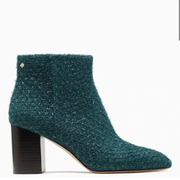 Kate Spade Peacock Green Tweed Giselle Booties
